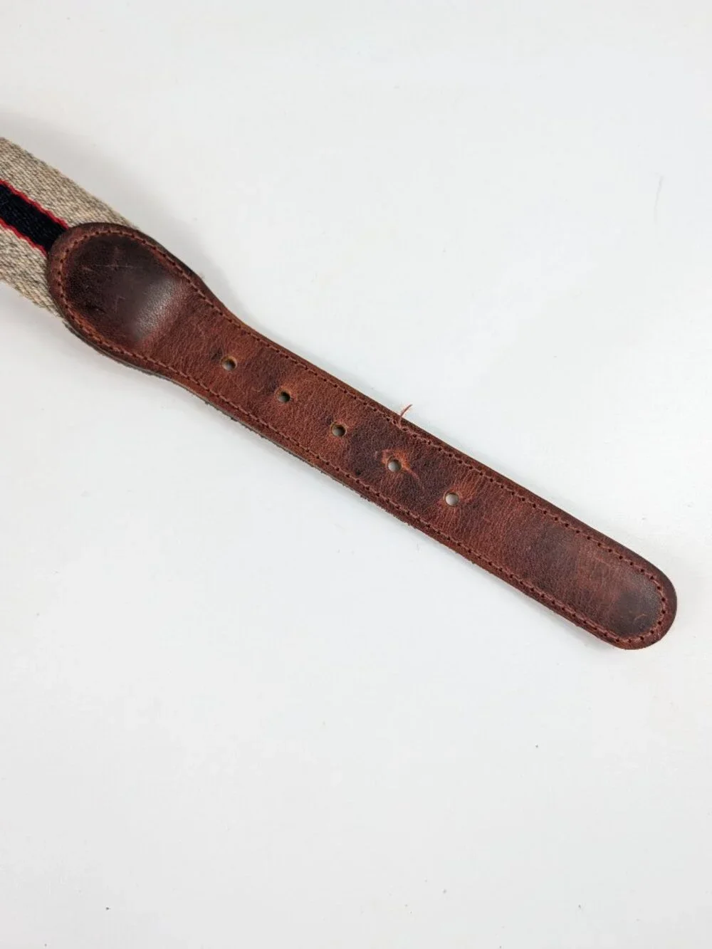 Vintage John Henry Woven Fabric & Leather Belt Unisex Size 38
